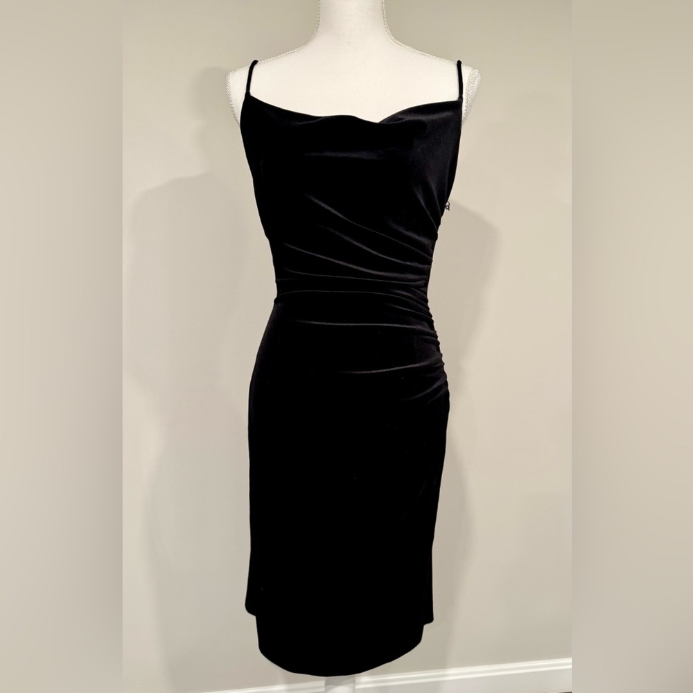 NWT: Laundry By Shelli Segal Black Velvet Stretch Dress
